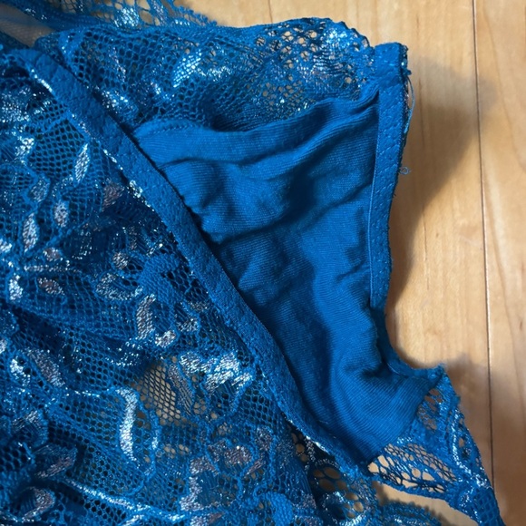 Victoria’s Secret Unlined Teddy Bodysuit Lingerie Womens Size Medium Teal Blue - Picture 7 of 7
